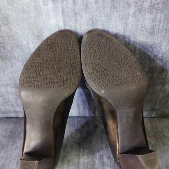 Franco Sarto Gable patent leather brown metallic heeled loafers. Size 8M - Picture 5 of 7